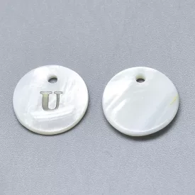 Fehér Kagyló U Betű ABC Medál 13mm