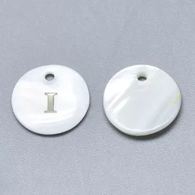 Fehér Kagyló I Betű ABC Medál 13mm