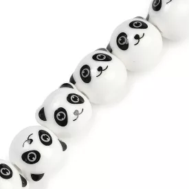 Fehér Panda Maci Porcelán Gyöngy 12x11,5x11mm