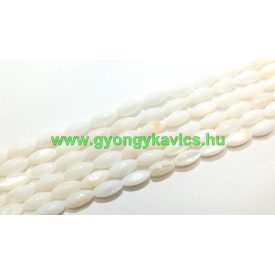 Fehér Rizsszem Kagyló Gyöngy 11x5mm