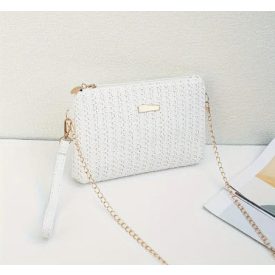 Fehér (3) Fonott Műszálas Válltáska Kistáska 15x22cm