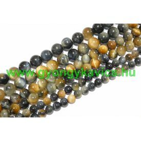 Fekete Arany Tigrisszem Ásványgyöngy 4mm