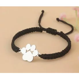   Fekete Csúszócsomós Kutyatappancs Szerencse Karkötő (K124) Hossz: 16-24cm