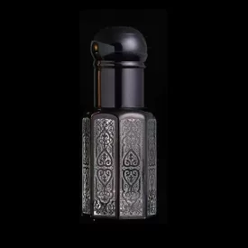   Fekete Színű "Dubai" Arab Mintás Golyós Roll-On Parfüm Illóolaj Üvegcse 67x26mm 12ml 