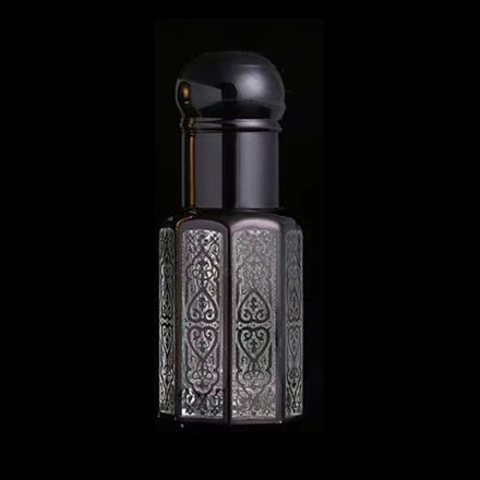 Fekete Színű "Dubai" Arab Mintás Golyós Roll-On Parfüm Illóolaj Üvegcse 67x26mm 12ml 
