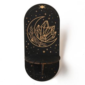   Fekete Fa Hold Ásvány (3) Polc Bemutató Álvány 21x11,5cm