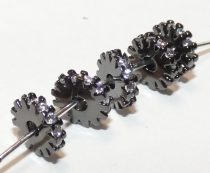   Fekete Színű Fehér Cirkón Cirkónia Strasszos Fogaskerék Nyaklánc Karkötő Ékszer Dísz Közdarab Köztes 8x2mm