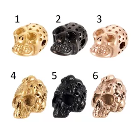   Fekete Színű (5) Nemesacél Koponya Charm Közdarab Köztes