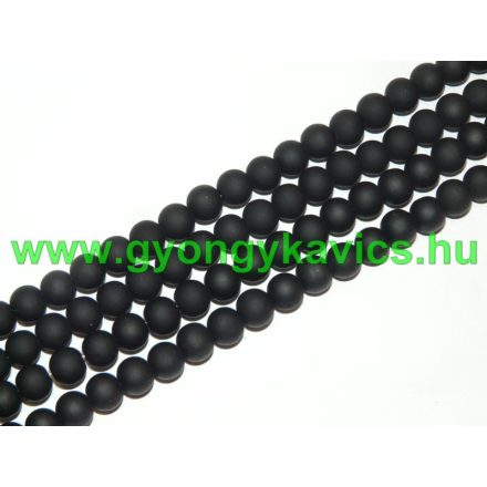 Matt Fekete Színű Üveggyöngy Gyöngyfüzér 10mm