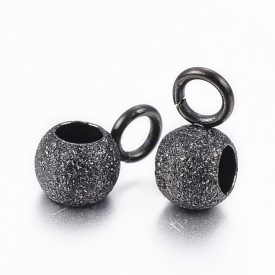   Fekete Színű Nemesacél Struktúrált Felületű Medáltartó Köztes 7x4x3mm