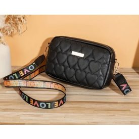   Fekete Steppelt Szíves (25) Műbőr Válltáska Kistáska 13x19cm