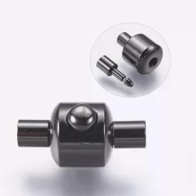   Fekete Színű Nyomógombos Nyaklánc Karkötő Ékszer Kapocs Zár 18x9,5mm