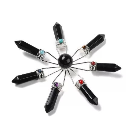 Fekete Obszidián 7 Csakra Energetizáló Tértisztító Ásvány 11x1,75cm