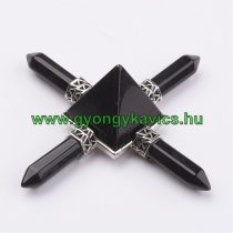   Fekete Obszidián Energetizáló Tértisztító Ásvány Piramis 9x2,7cm