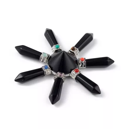 Fekete Obszidián 7 Csakra Energetizáló Tértisztító Ásvány Piramis 10x2cm