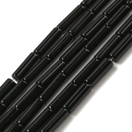 Fekete Obszidián Oszlop Henger Ásványgyöngy Gyöngyfüzér 6-7x2mm