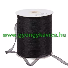 Fekete (6) Organza Tüll Szalag 6mm 1m