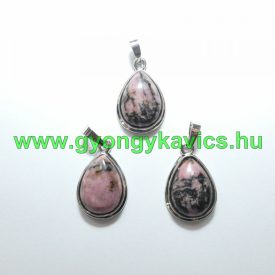   Fekete Rodonit Ásvány Medál Ezüst Keretben 26x16-17x8-10mm