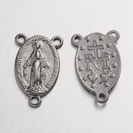 Fényes Fekete Színű Szűz Mária Rózsafüzér Közbülső Köztes Összekötő Medál 23x14,5mm