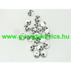 Fekete Virágos Porcelán Gyöngy 10mm