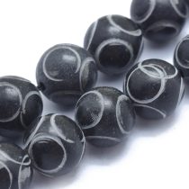 Fekete Xiuyan Jade Ásványgyöngy Gyöngyfüzér 10mm