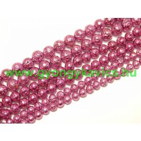 Fényes Rózsaszín Lávakő Ásványgyöngy 10mm