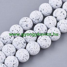 Festett Fehér Lávakő Ásványgyöngy 6mm
