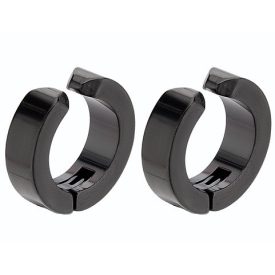 Fekete Színű Nemesacél Klipszes Fülbevaló