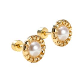 18K Aranyozott Nemesacél Szintetikus Kagyló Fülbevaló 