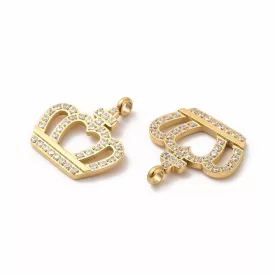   Arany Színű Cirkónia Strasszos Nemesacél Korona Medál 15,5x15mm