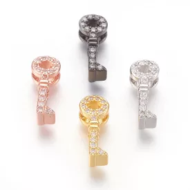   Arany Színű Cirkónia Strasszos Kulcs Köztes Charm Medál 13,5x5,5mm