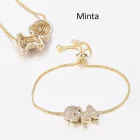 Arany Színű Cirkónia Strasszos Kulcs Köztes Charm Medál 13,5x5,5mm