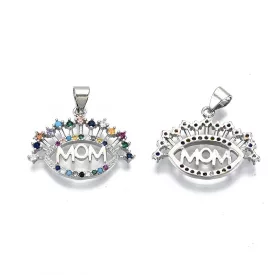 Ezüst Színű Cirkónia Strasszos Anya Mom Medál 17x23mm