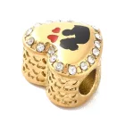 Arany Színű Nemesacél Strasszos Szív Anya Baba Család Charm 11,5x12,5x8mm