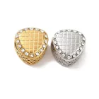 Arany Színű Nemesacél Strasszos Kockás Szív Charm 11,5x12,5x8mm