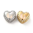 Arany Színű Nemesacél Strasszos Szív Babatalp Charm 11,5x12,5x8mm