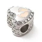 Arany Színű Nemesacél Strasszos Szív Babatalp Charm 11,5x12,5x8mm