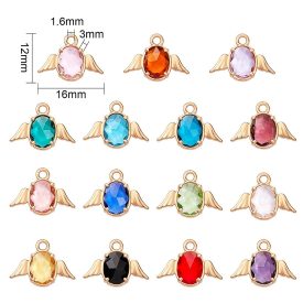   30db Arany Színű Fazettált Üveg Angyal Medál 12x16mm (67 Ft/db)