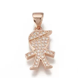   Rózsaarany Színű Cirkónia Strasszos Fiú Ember Medál 17x10mm