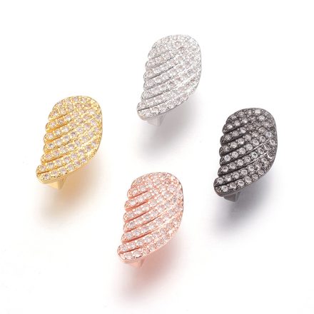 Ezüst Színű Cirkónia Strasszos Angyalszárny Charm Közdarab Köztes 15,5x8x5,5mm