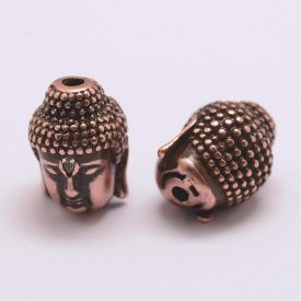   Vörösréz Színű Cirkónia Strasszos Buddha Budha Közdarab Köztes 13x10mm