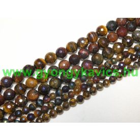   Gyöngyház Galvanizált Fazettált Tigrisszem Ásványgyöngy 6mm