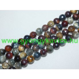   Gyöngyház Galvanizált Fazettált Tigrisszem Ásványgyöngy 8mm