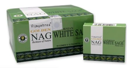 Vijayshree Golden Nag Kaliforniai Fehér Zsálya Californian White Sage Füstölő Kúp (10db)