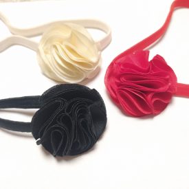 Fekete Virágos Gumis Baba Fejpánt Hajpánt