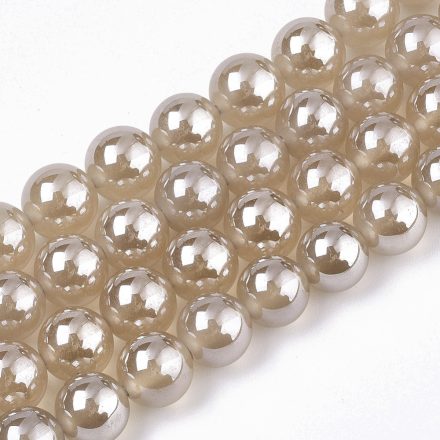 Gyöngyház Galvanizált Arany Achát Ásványgyöngy 8mm