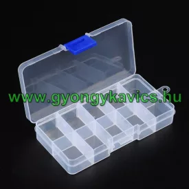   Gyöngytároló Műanyag Téglalap Doboz Gyöngyfűzéshez 10 Fakkos 7x13x2,3cm