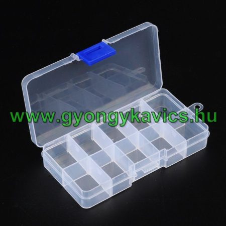 Gyöngytároló Műanyag Téglalap Doboz Gyöngyfűzéshez 10 Fakkos 7x13x2,3cm