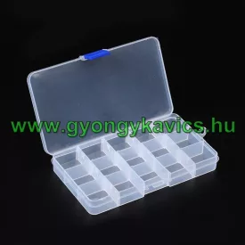   Gyöngytároló Műanyag Téglalap Doboz Gyöngyfűzéshez 15 Fakkos 10x17,5x2,3cm