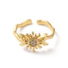 18K Aranyozott Cirkónia Strasszos Nap Hold Gyűrű